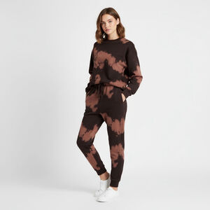 Pistola Tierra Brown Beige Tie-Dye Sweatshirt & Jogger Set - XS